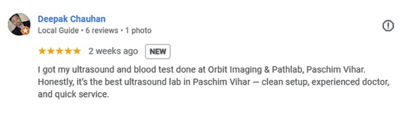 Ultrasound lab in Delhi-Review for Orbit Imaging & Pathlab by Deepak