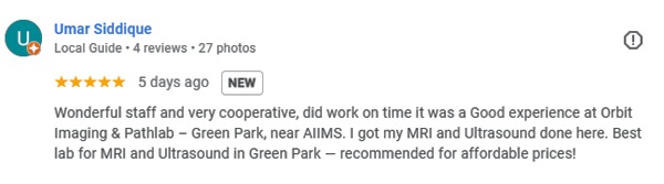 Ultrasound lab in Delhi-Review for Orbit Imaging & Pathlab by Umar