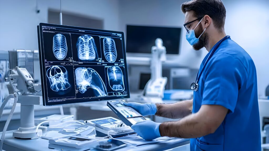Doctor performing x-ray at Orbit Imaging & Pathlab