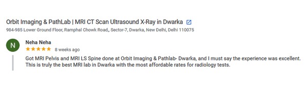 Review by Neha for Orbit Imaging & Pathlab-Dwarka