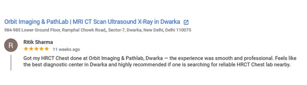 Review by Ritik Sharma for Orbit Imaging & Pathlab-Dwarka