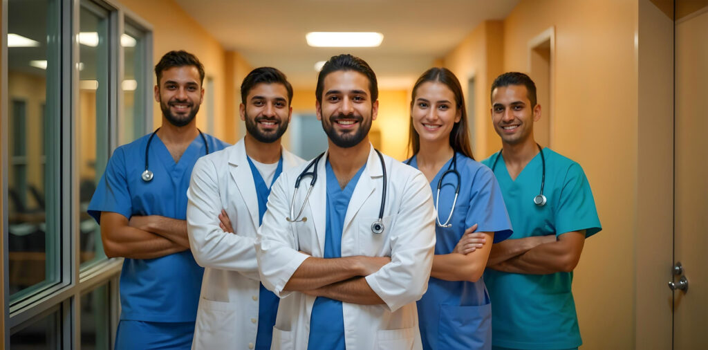 Radiologists standing for a photoshoot