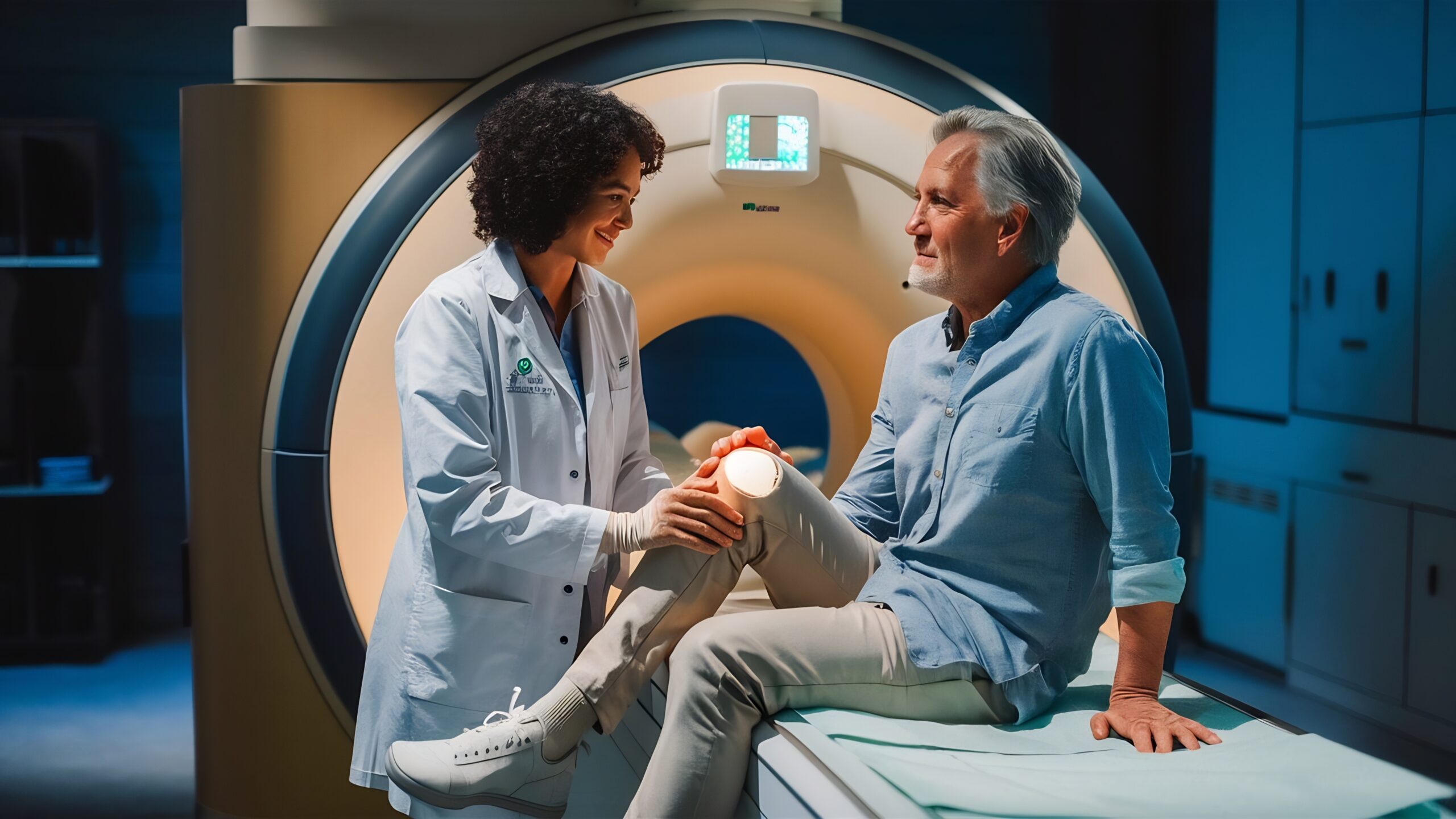 Patient sitting on MRI machine in Dilshad Garden, Delhi